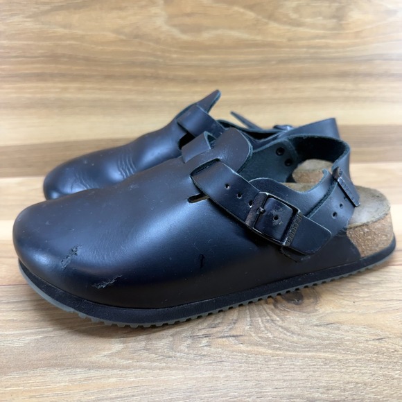 Birkenstock Boston Tokio Super Grip Clogs Womens 6 W EU 37 Black Leather - Picture 3 of 11